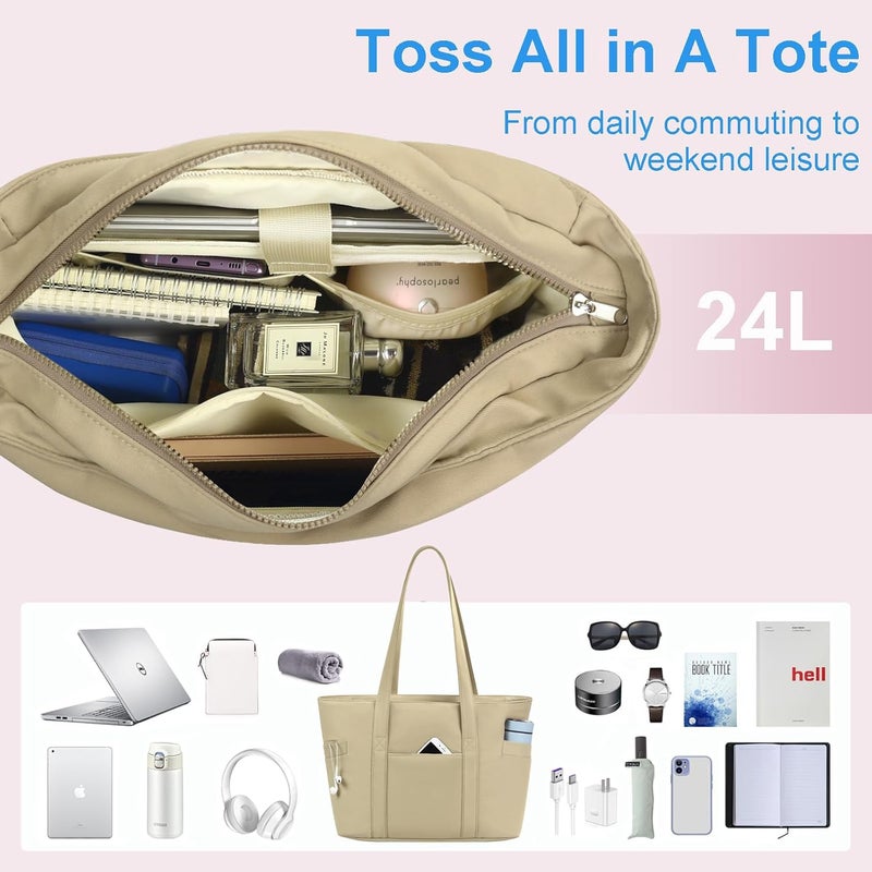 CTWWFS Tote Bag for Women, Travel Essentials Large Tote Bag with Zipper, Top Handle Handbag for Travel, Work - Image 2